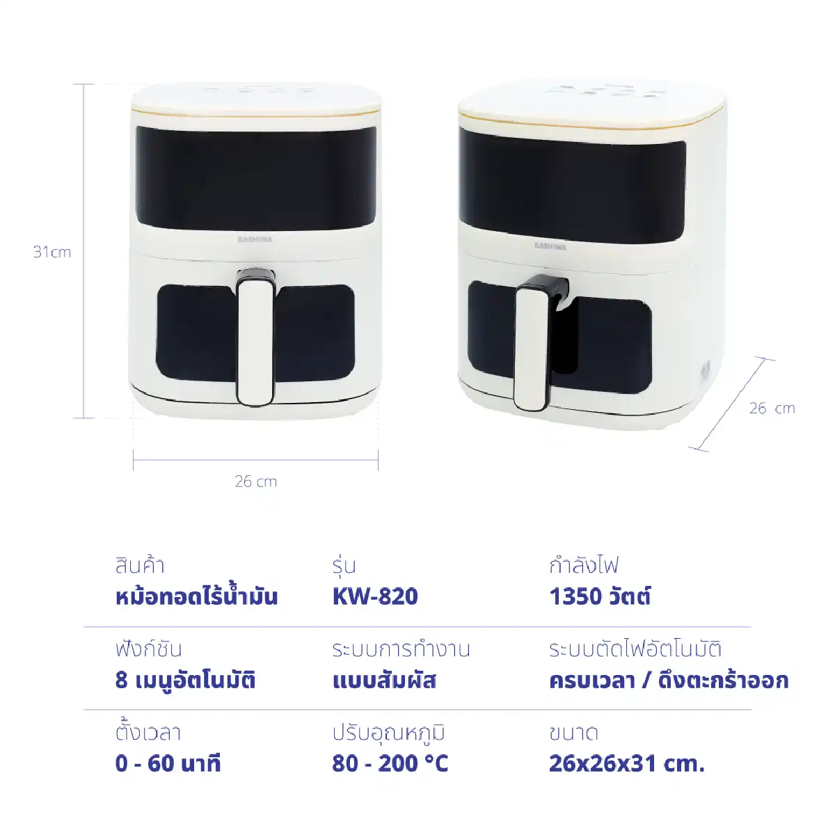 หม้อทอดไร้น้ำมัน ดิจิตอล ขนาด 5 ลิตร | รุ่น KW-820 - Image 20
