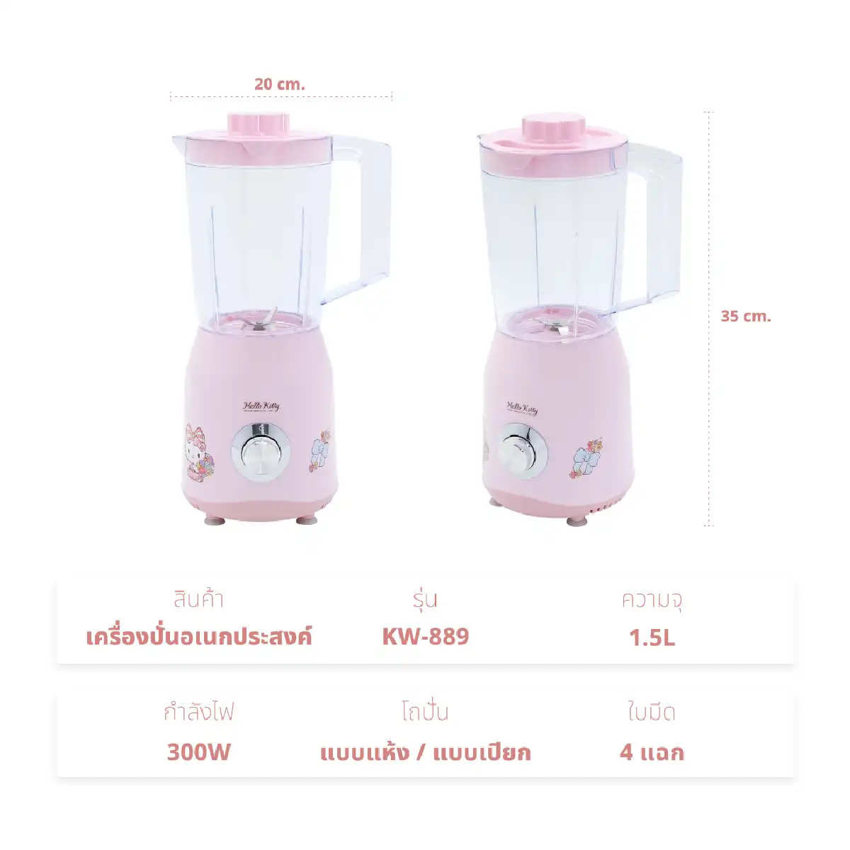 เครื่องปั่นอเนกประสงค์ ขนาด 1.5 ลิตร พร้อมโถปั่นแห้ง | รุ่น KW-889 - Image 20